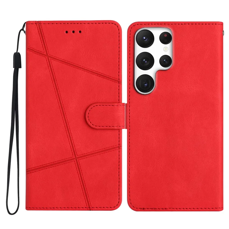 For Samsung Galaxy S25 Ultra Case Crazy Horse Texture PU Leather Wallet Stand Phone Cover - Red