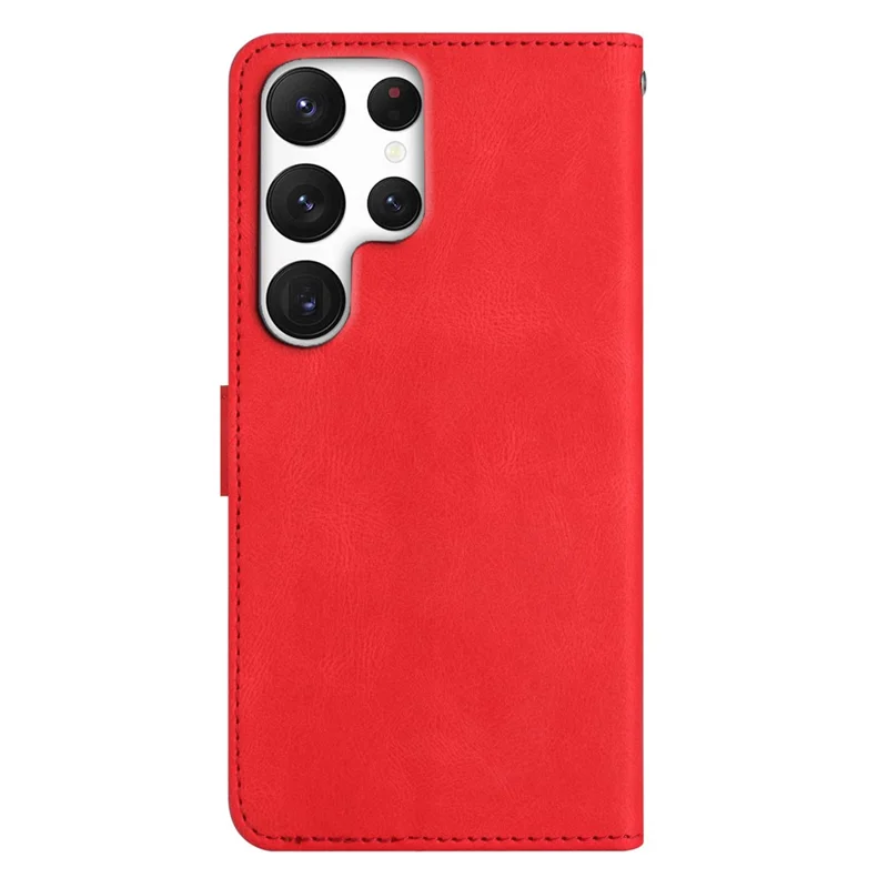 For Samsung Galaxy S25 Ultra Case Crazy Horse Texture PU Leather Wallet Stand Phone Cover - Red