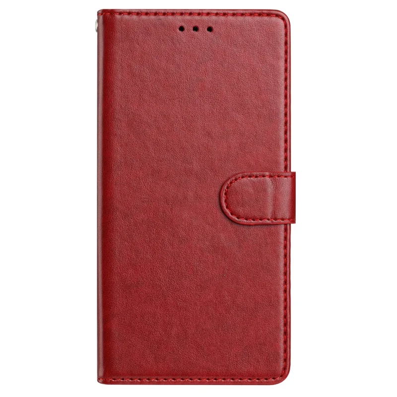For Samsung Galaxy S25 Ultra Stand Case with Card Clots Skin-Touch PU Leather Phone Cover - Red