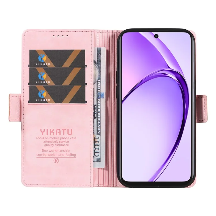 Yikatu YK-007 Für Oppo A3x 4G / 5g / A3 4g / 5g / A60 5G / A40 4G / A40m 4G Halle Seitschnalle PU Leder Telefonabdeckung Litchi Textur - Rosa
