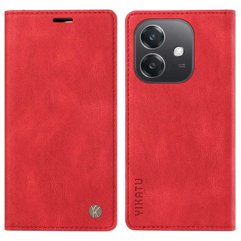 Yikatu Yk-004 Pour Oppo A3x 4G / 5g / A3 4G / 5g / A60 5G / A40 4G / A40m 4G Étui en Cuir Couverture de Téléphone à Touche - Rouge