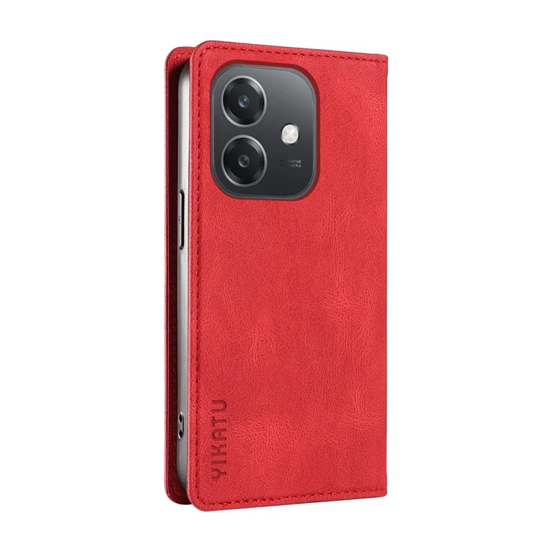 Yikatu Yk-004 Pour Oppo A3x 4G / 5g / A3 4G / 5g / A60 5G / A40 4G / A40m 4G Étui en Cuir Couverture de Téléphone à Touche - Rouge