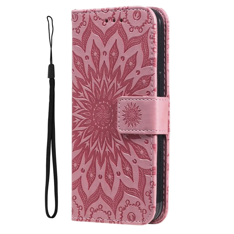 KT Impresión de Flower Series-1 Para Oppo A3x 4G / 5G / A3 4G / 5G / A60 5G / A40 4G / A40M 4G Case Sunflower Leather Willet Telep Cubierta - Rosa