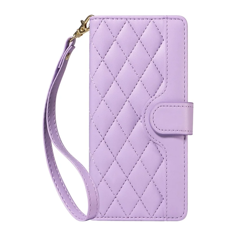 For Oppo A5x 5G / A3x 4G / 5G (India) / A3 4G / 5G / A60 5G / A40 4G / A40M 4G Case Wallet Rhombus Leather Phone Cover with Straps - Light Purple