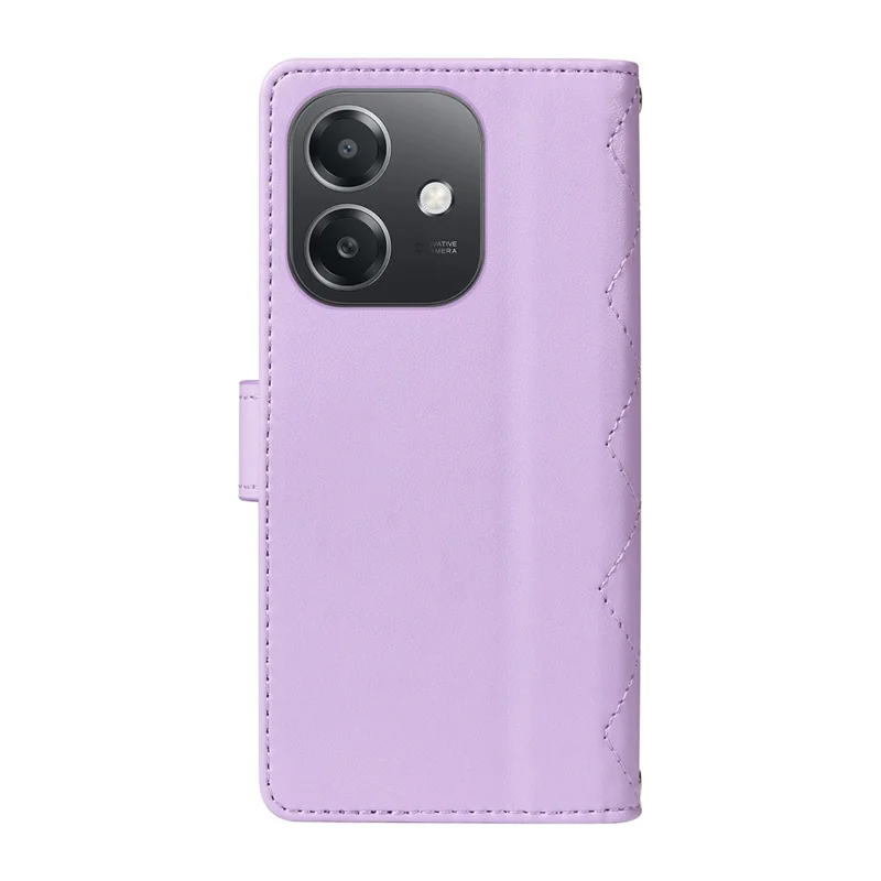 For Oppo A5x 5G / A3x 4G / 5G (India) / A3 4G / 5G / A60 5G / A40 4G / A40M 4G Case Wallet Rhombus Leather Phone Cover with Straps - Light Purple