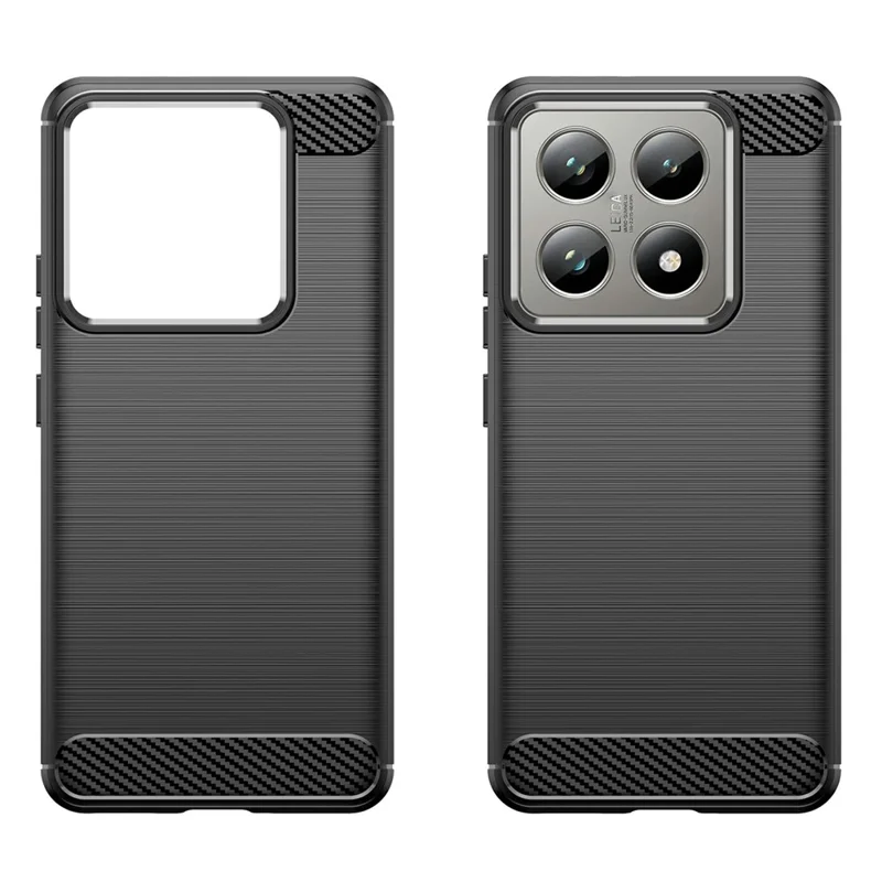 For Xiaomi 14T / 14T Pro Case Carbon Fiber Texture TPU Brushed Phone Cover - Black