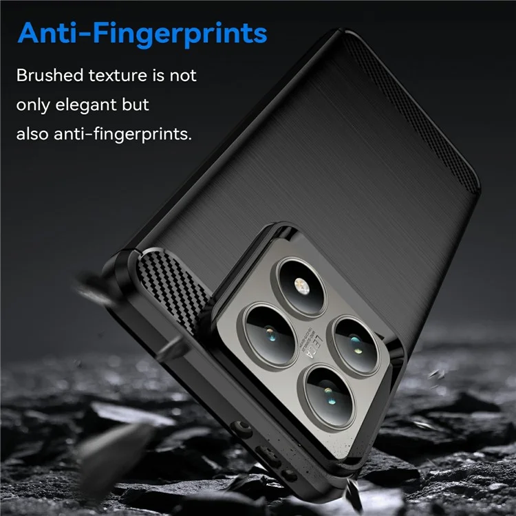For Xiaomi 14T / 14T Pro Case Carbon Fiber Texture TPU Brushed Phone Cover - Black