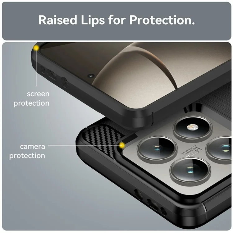 For Xiaomi 14T / 14T Pro Case Carbon Fiber Texture TPU Brushed Phone Cover - Black