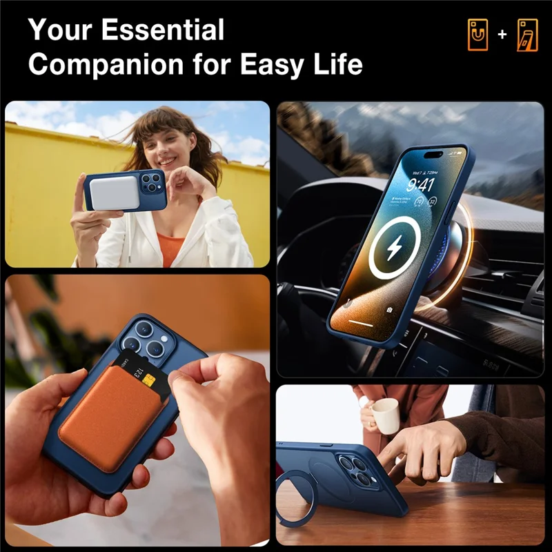 TORRAS Ostand Q1 Guardian Series for iPhone 15 Pro Case Compatible with MagSafe Kickstand TPU+PC Phone Cover - Navy Blue