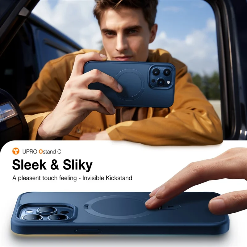 TORRAS Ostand Q1 Guardian Series for iPhone 15 Pro Case Compatible with MagSafe Kickstand TPU+PC Phone Cover - Navy Blue