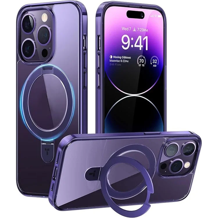 TORRAS Guardian Ostand Series for iPhone 15 Pro Max Case Compatible with MagSafe Kickstand TPU+PC Phone Cover - Dark Purple