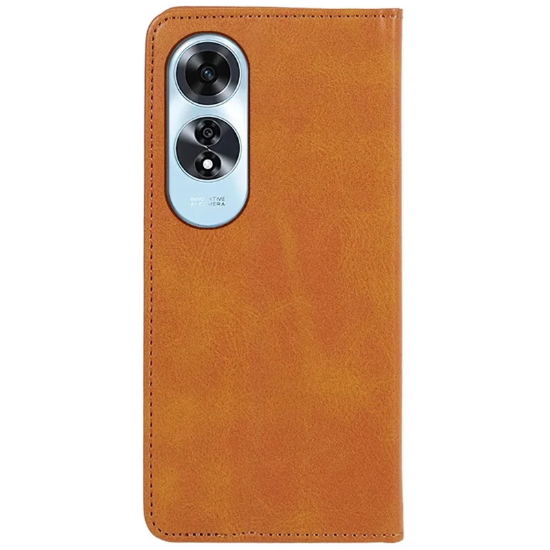 For Oppo A60 4G Case Strong Magnetic PU Leather Phone Cover Calf Texture - Khaki