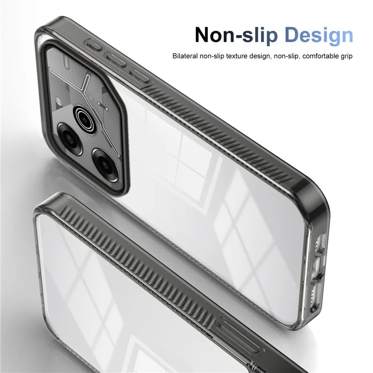 Für Tecno Pova 6 Pro 5G Clear Phone Case TPU+PC Anti-rutsch-drop-soach-rückseite Zurück - Schwarz
