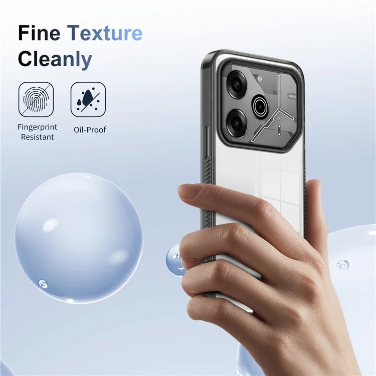 Für Tecno Pova 6 Pro 5G Clear Phone Case TPU+PC Anti-rutsch-drop-soach-rückseite Zurück - Schwarz