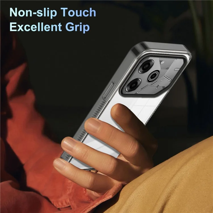 Für Tecno Pova 6 Pro 5G Clear Phone Case TPU+PC Anti-rutsch-drop-soach-rückseite Zurück - Schwarz