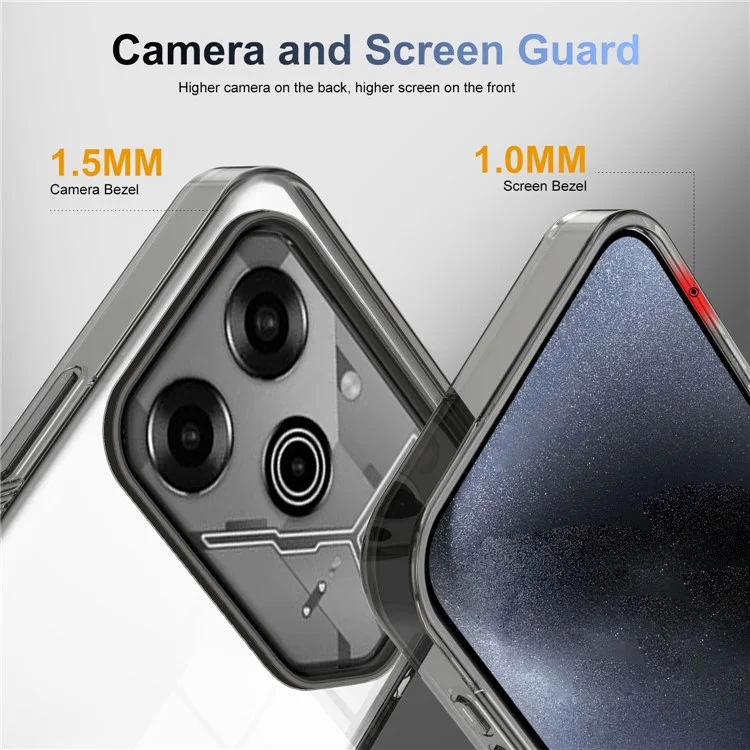 Für Tecno Pova 6 Pro 5G Clear Phone Case TPU+PC Anti-rutsch-drop-soach-rückseite Zurück - Schwarz