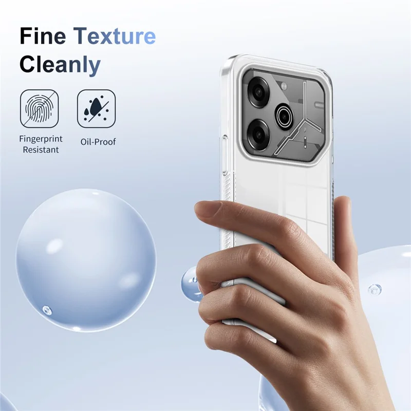 For TECNO Pova 6 Pro 5G Clear Phone Case TPU+PC Anti-Slip Drop-Proof Back Cover - Transparent