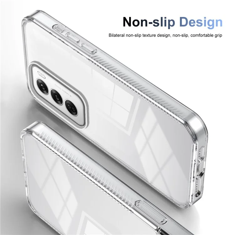 Para Oppo Reno12 5G (Global) Capa de Telefone Transparente de TPU+PC à Prova de Deslizamento e Impactos - Transparente