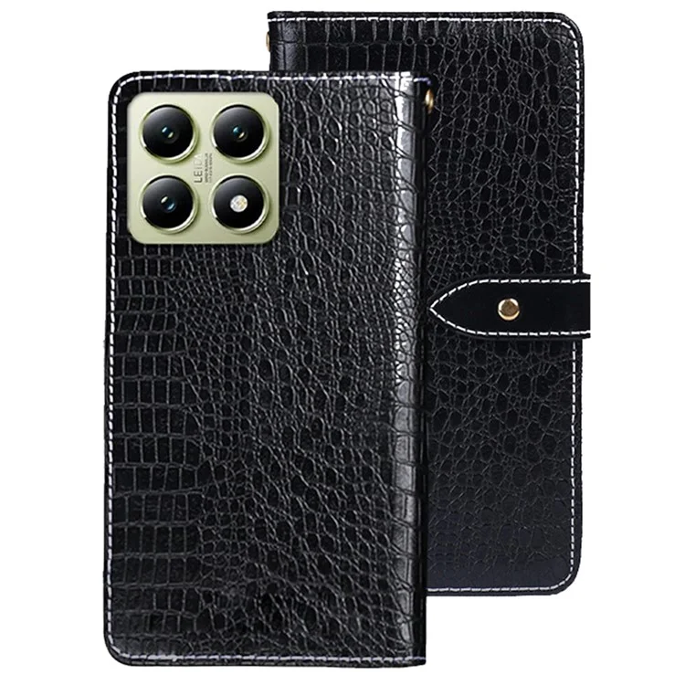 IDEWEI For Xiaomi 14T Case Crocodile Texture PU Leather Flip Phone Cover - Black