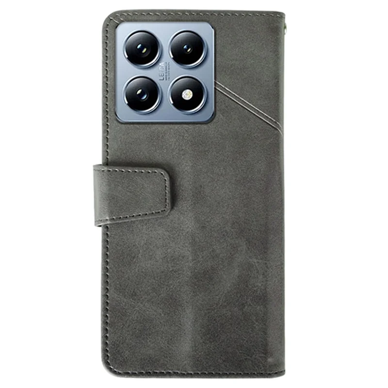 Idewei Per Xiaomi 14t Pro Case Wardhet Copertura Del Portafoglio Per Telefono Coperoncello Texture Del Polpaccio - Grigio