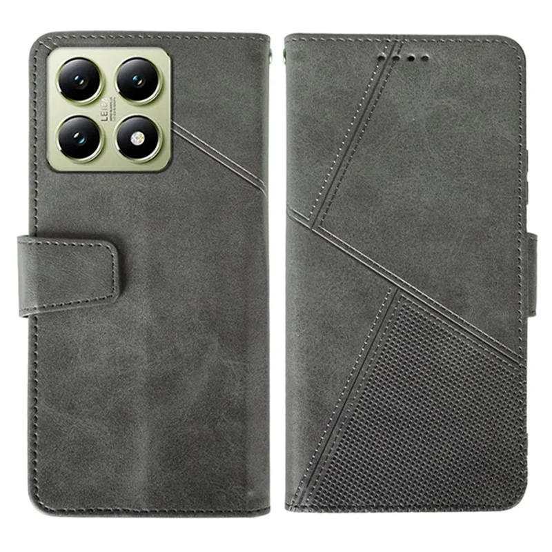 Idewei Per Xiaomi 14T Case Wallet Copertura Del Portafoglio Per Telefono Coperoncello Texture Del Polpaccio - Grigio