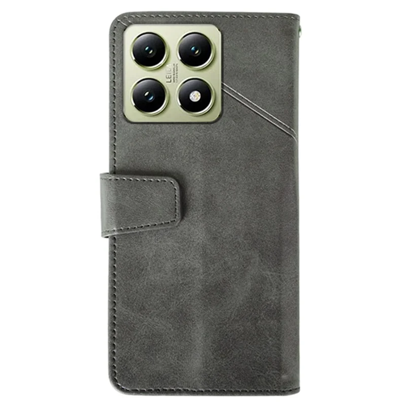 Idewei Per Xiaomi 14T Case Wallet Copertura Del Portafoglio Per Telefono Coperoncello Texture Del Polpaccio - Grigio