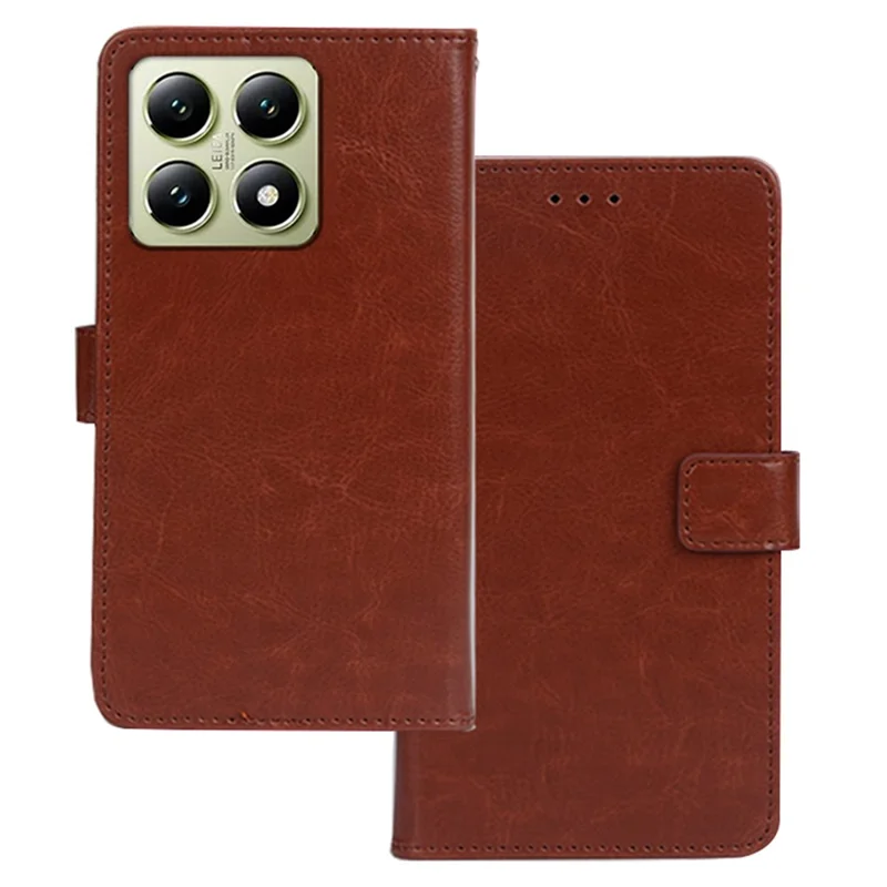 Idewei Pour Xiaomi 14t Cartes de Cartes de Cartes de Couverture en Cuir Couverture de Téléphone en Cuir - Brun