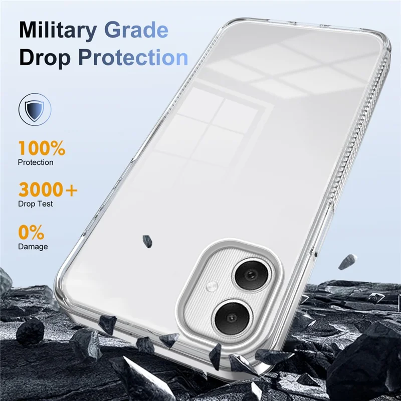 For Samsung Galaxy A06 4G Clear Phone Case TPU+PC Anti-Slip Drop-Proof Back Cover - Transparent