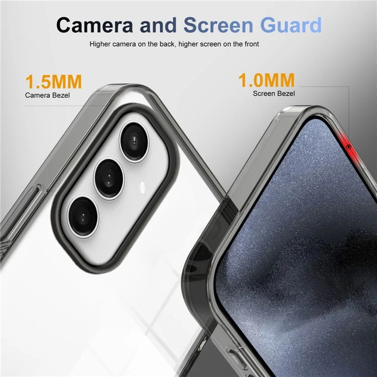 For Samsung Galaxy S24 FE Clear Phone Case TPU+PC Anti-Slip Drop-Proof Back Cover - Black