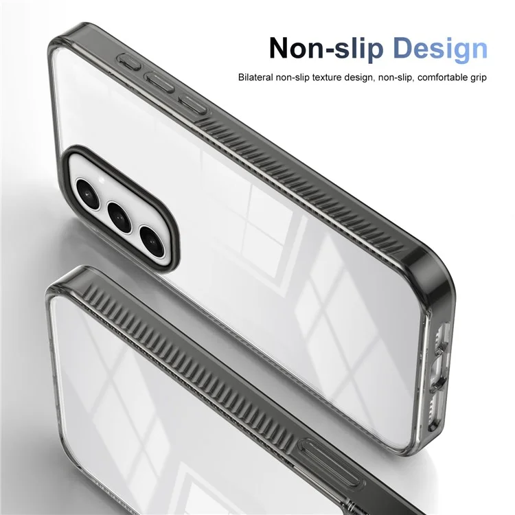 For Samsung Galaxy S24 FE Clear Phone Case TPU+PC Anti-Slip Drop-Proof Back Cover - Black