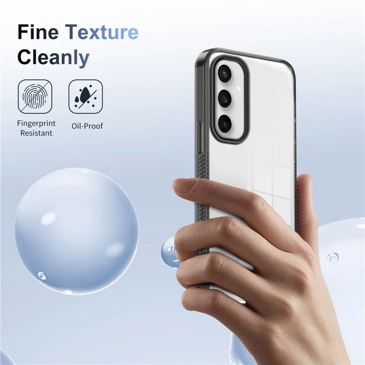 For Samsung Galaxy S24 FE Clear Phone Case TPU+PC Anti-Slip Drop-Proof Back Cover - Black