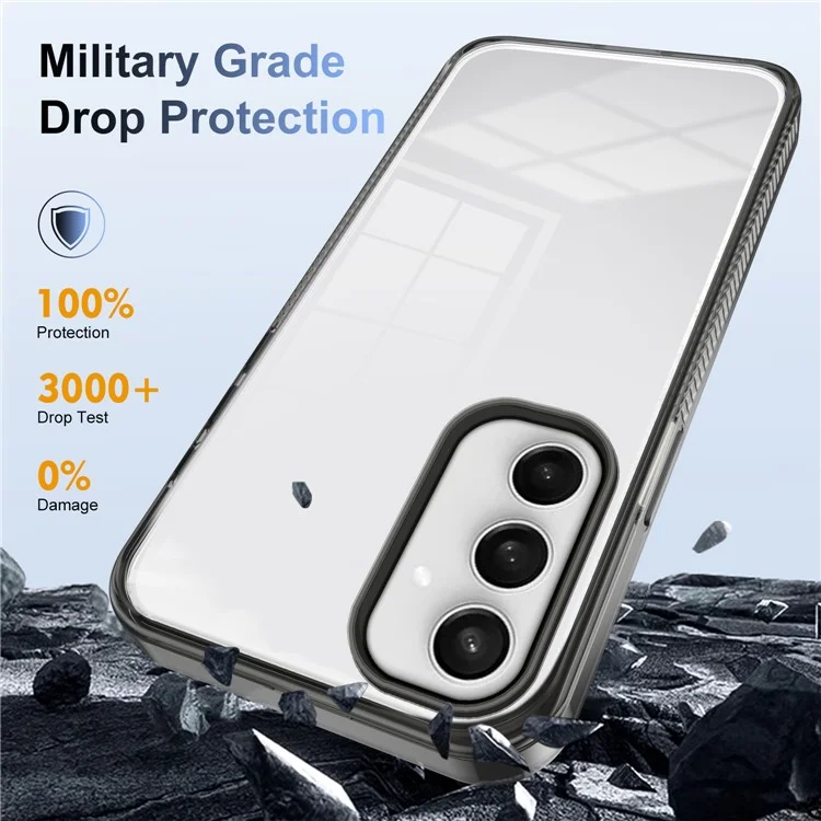 For Samsung Galaxy S24 FE Clear Phone Case TPU+PC Anti-Slip Drop-Proof Back Cover - Black