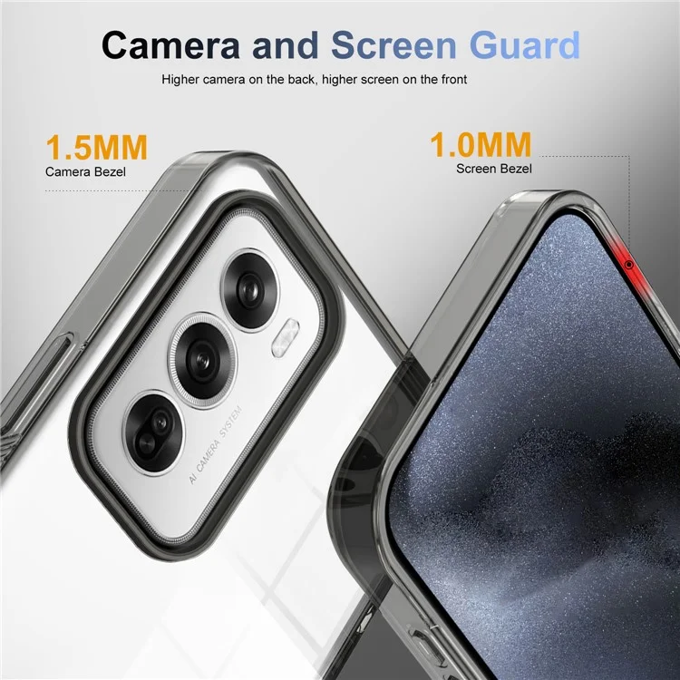 Für Oppo Reno12 Pro 5G (global) Clear Phone Case TPU+PC Anti-slip-drop-soach-rückseite Zurück - Schwarz