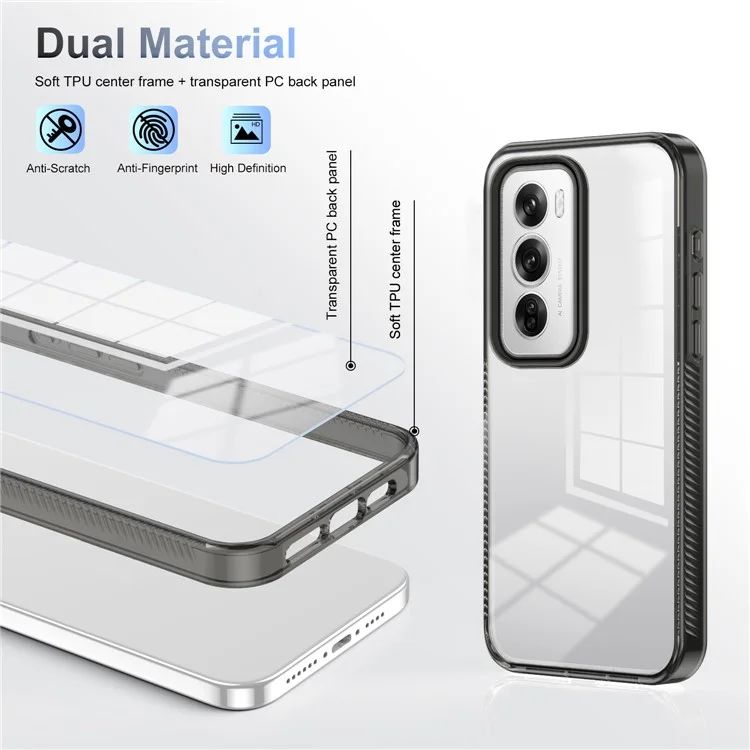 Für Oppo Reno12 Pro 5G (global) Clear Phone Case TPU+PC Anti-slip-drop-soach-rückseite Zurück - Schwarz