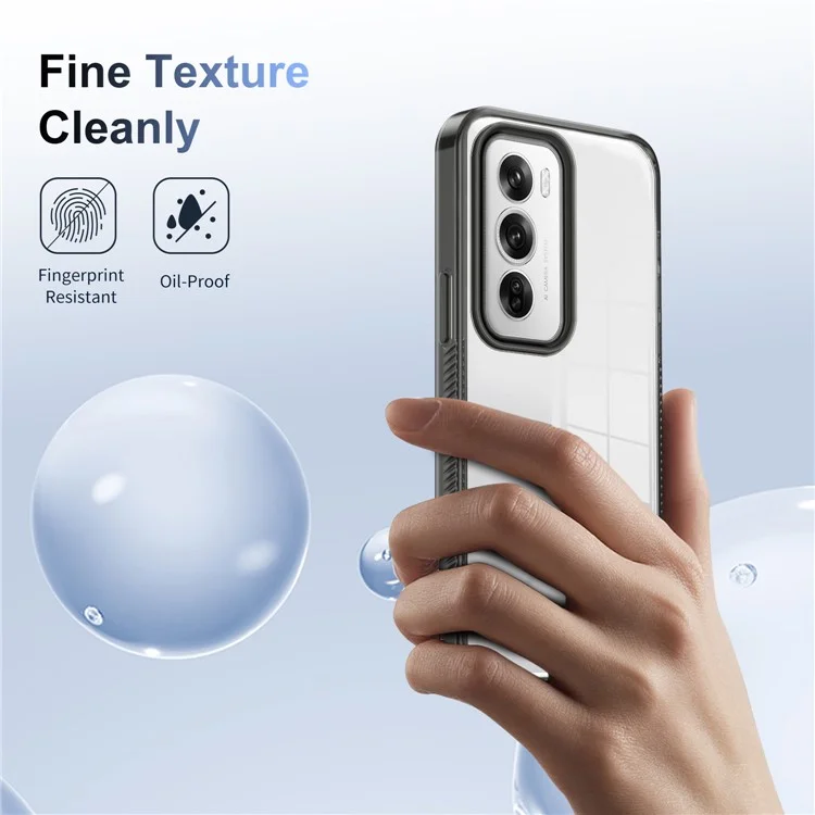 Für Oppo Reno12 Pro 5G (global) Clear Phone Case TPU+PC Anti-slip-drop-soach-rückseite Zurück - Schwarz