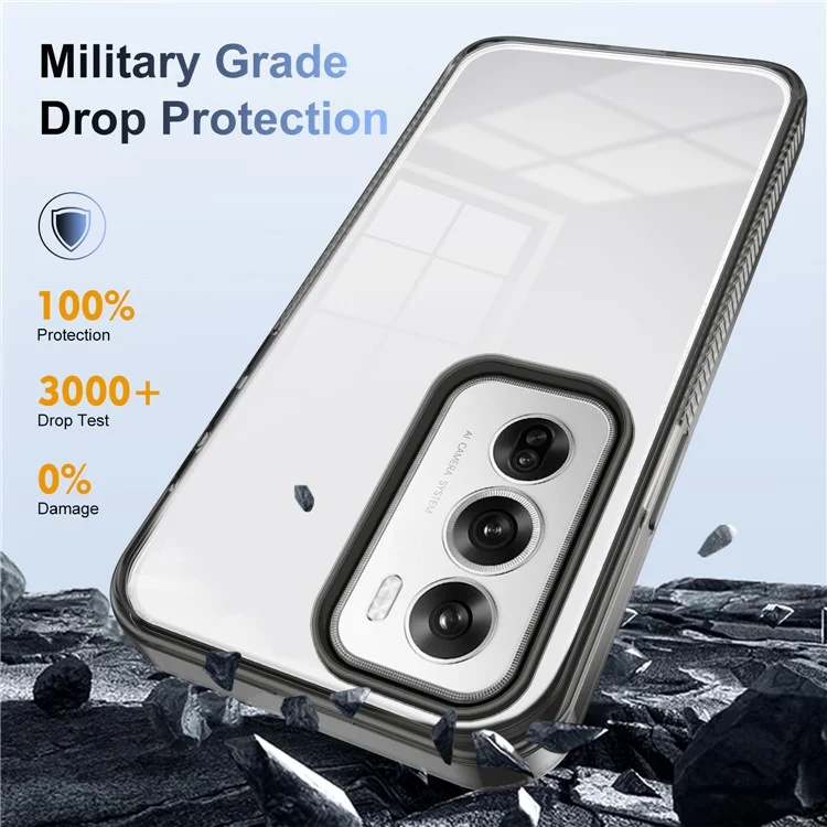 Für Oppo Reno12 Pro 5G (global) Clear Phone Case TPU+PC Anti-slip-drop-soach-rückseite Zurück - Schwarz