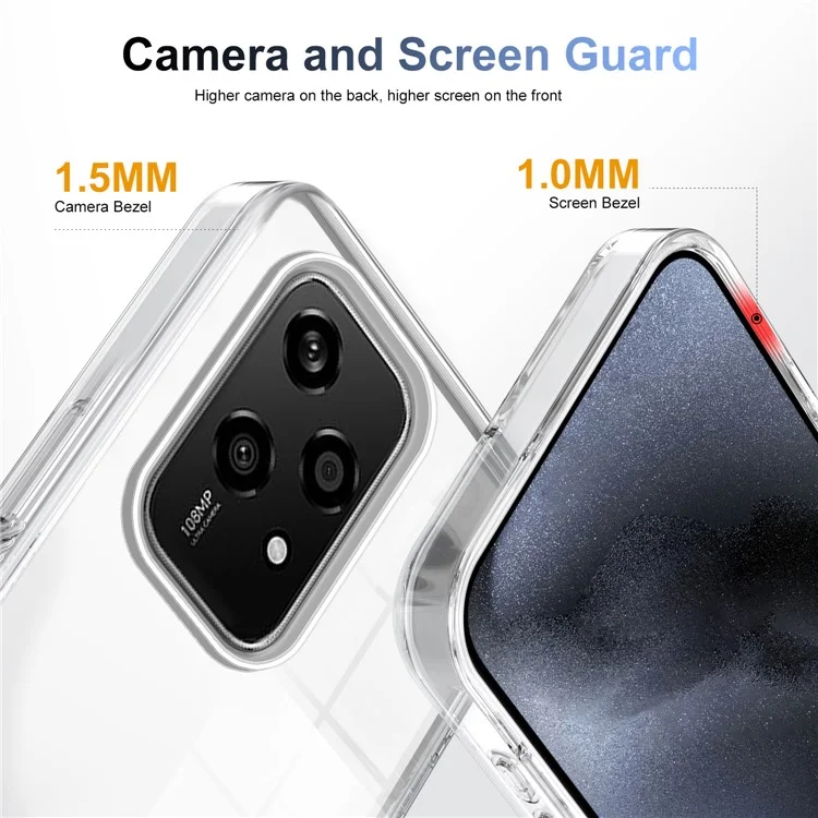 For Honor 200 Lite Clear Phone Case TPU+PC Anti-Slip Drop-Proof Back Cover - Transparente