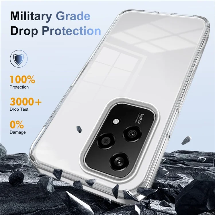 For Honor 200 Lite Clear Phone Case TPU+PC Anti-Slip Drop-Proof Back Cover - Transparente