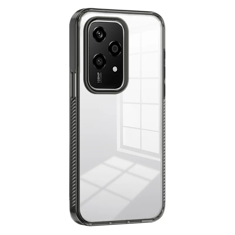 For Honor 200 Lite Clear Phone Case TPU+PC Anti-Slip Drop-Proof Back Cover - Black