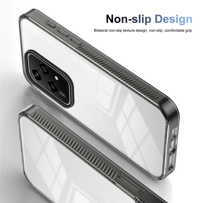 For Honor 200 Lite Clear Phone Case TPU+PC Anti-Slip Drop-Proof Back Cover - Black