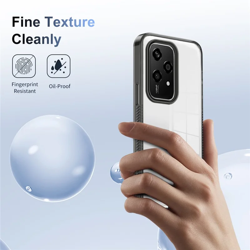 For Honor 200 Lite Clear Phone Case TPU+PC Anti-Slip Drop-Proof Back Cover - Black