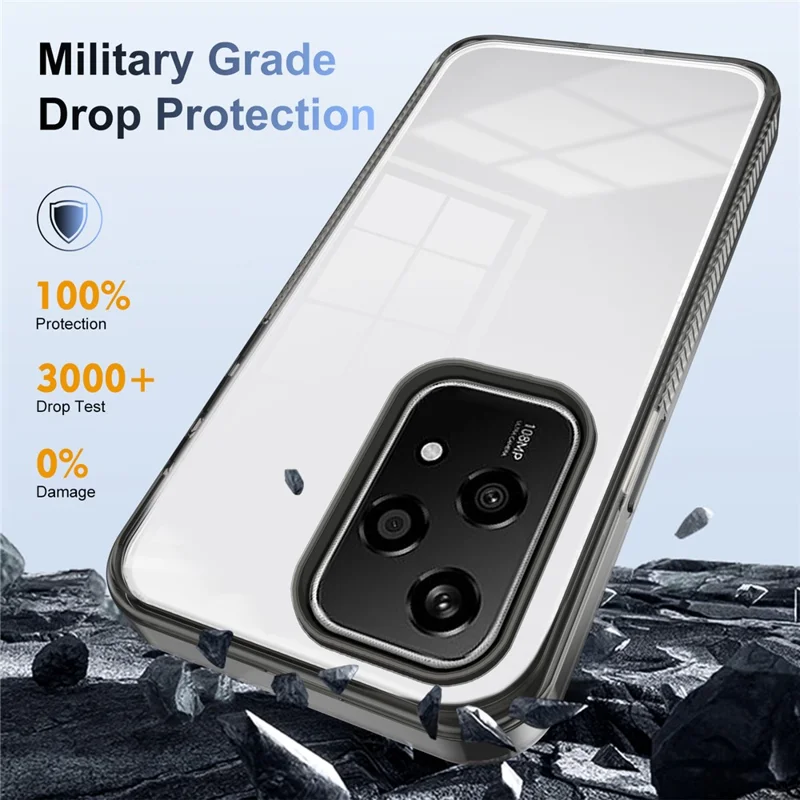 For Honor 200 Lite Clear Phone Case TPU+PC Anti-Slip Drop-Proof Back Cover - Black