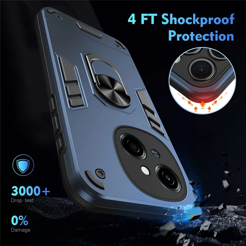 Para Tecno Spark Go 1 Case PC+TPU Drop Defiende la Cubierta Del Teléfono Con Kickstand - Azul