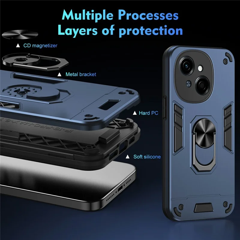 Para Tecno Spark Go 1 Case PC+TPU Drop Defiende la Cubierta Del Teléfono Con Kickstand - Azul