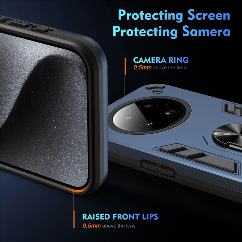 For Infinix Zero 40 4G Case PC+TPU Drop Defend Phone Cover with Ring Kickstand - Blue