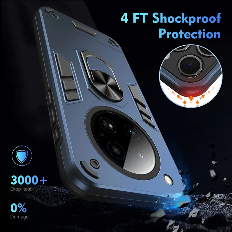 For Infinix Zero 40 4G Case PC+TPU Drop Defend Phone Cover with Ring Kickstand - Blue