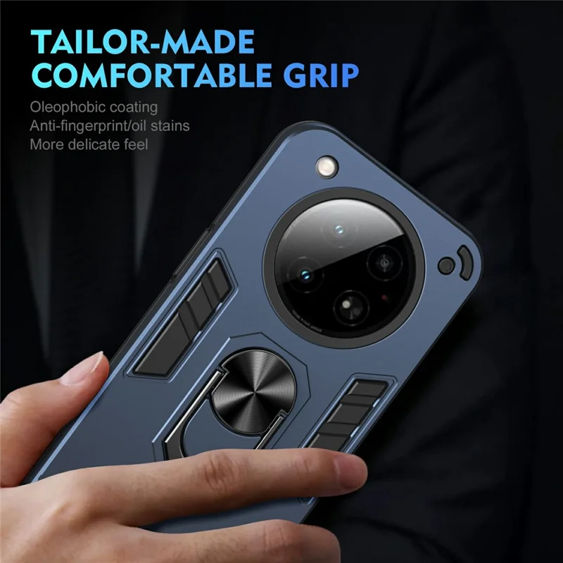 For Infinix Zero 40 4G Case PC+TPU Drop Defend Phone Cover with Ring Kickstand - Blue