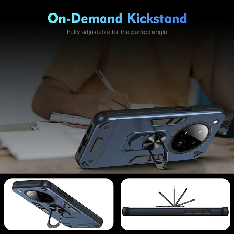 For Infinix Zero 40 4G Case PC+TPU Drop Defend Phone Cover with Ring Kickstand - Blue