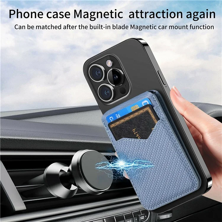 Porta Della Scheda Magnetica Compatibile Con Slot Per Schede in Pelle in Fibra di Carbonio Magsafe - Blu