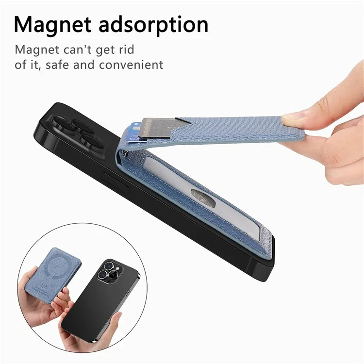 Porta Della Scheda Magnetica Compatibile Con Slot Per Schede in Pelle in Fibra di Carbonio Magsafe - Blu